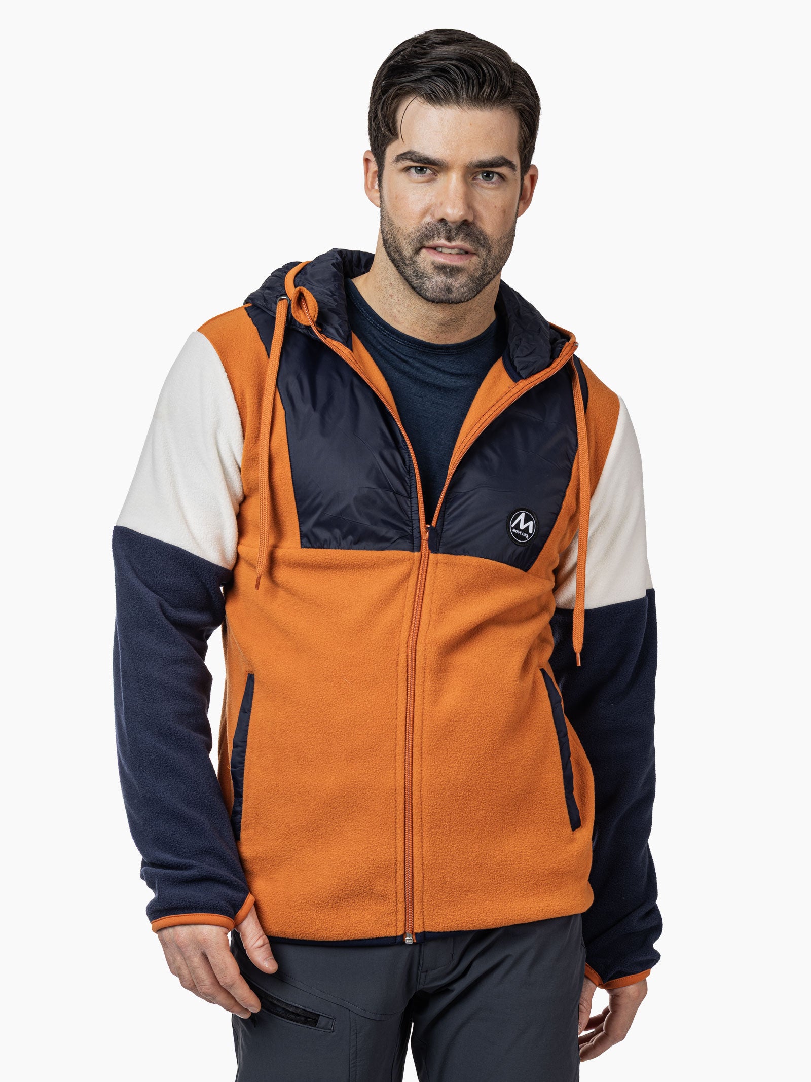 Gaupen herre MoveOn fleecejakke - Tiger/Marine/Offwhite
