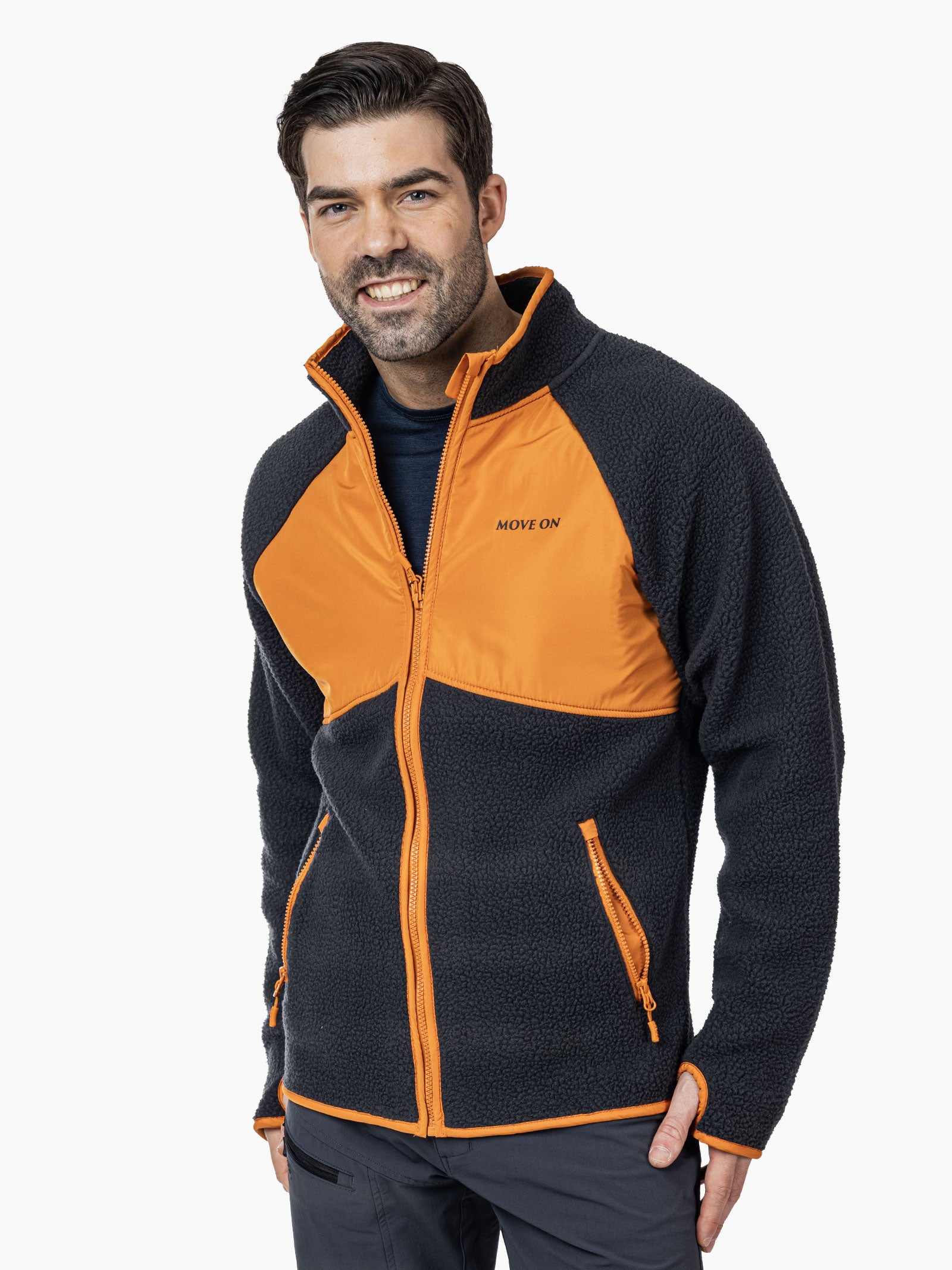 Hallingdal herre MoveOn fleecejakke - Granitt/ Marmalade