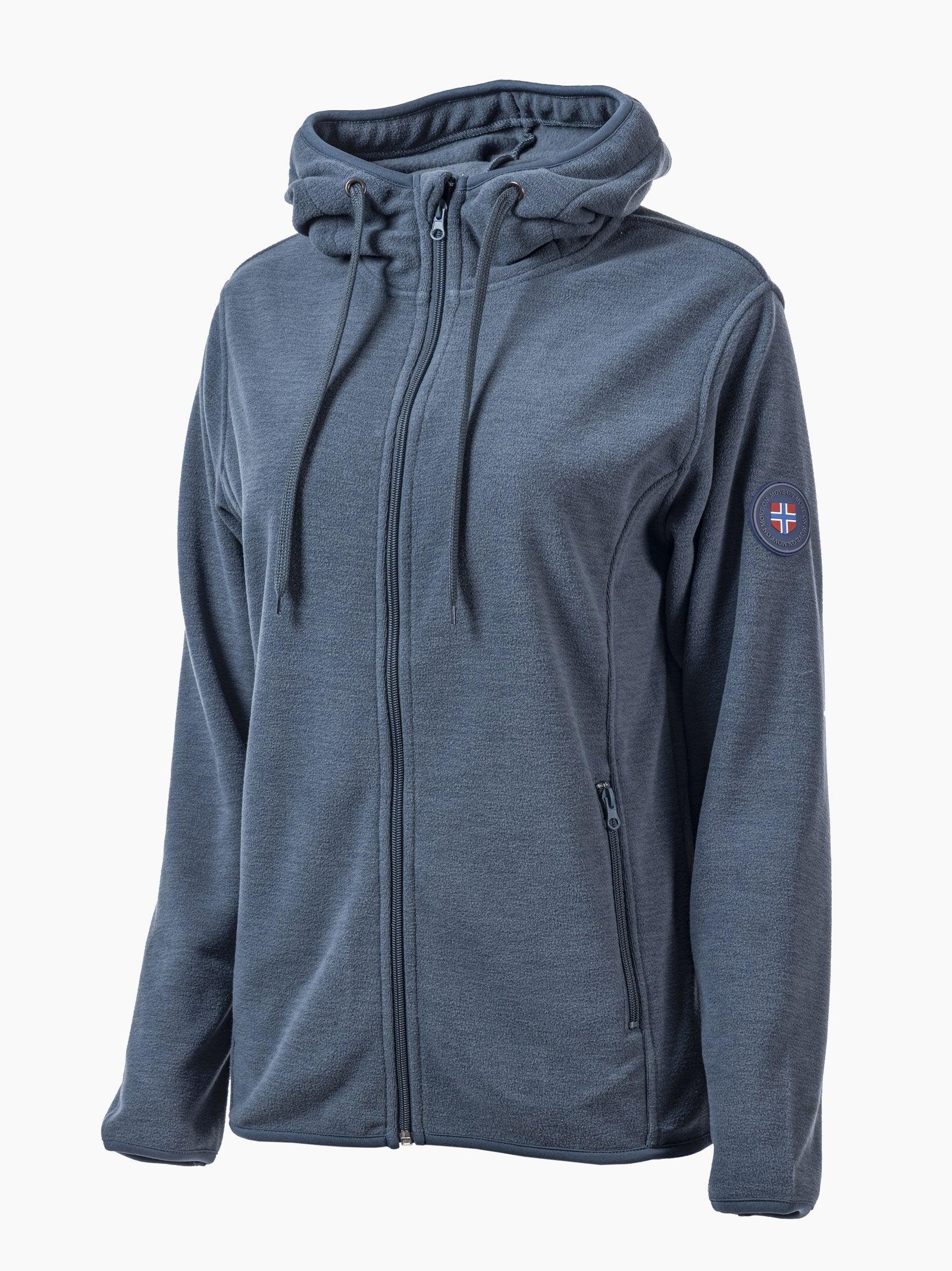 Geilo dame fleece med hette og badge - Iron Blue