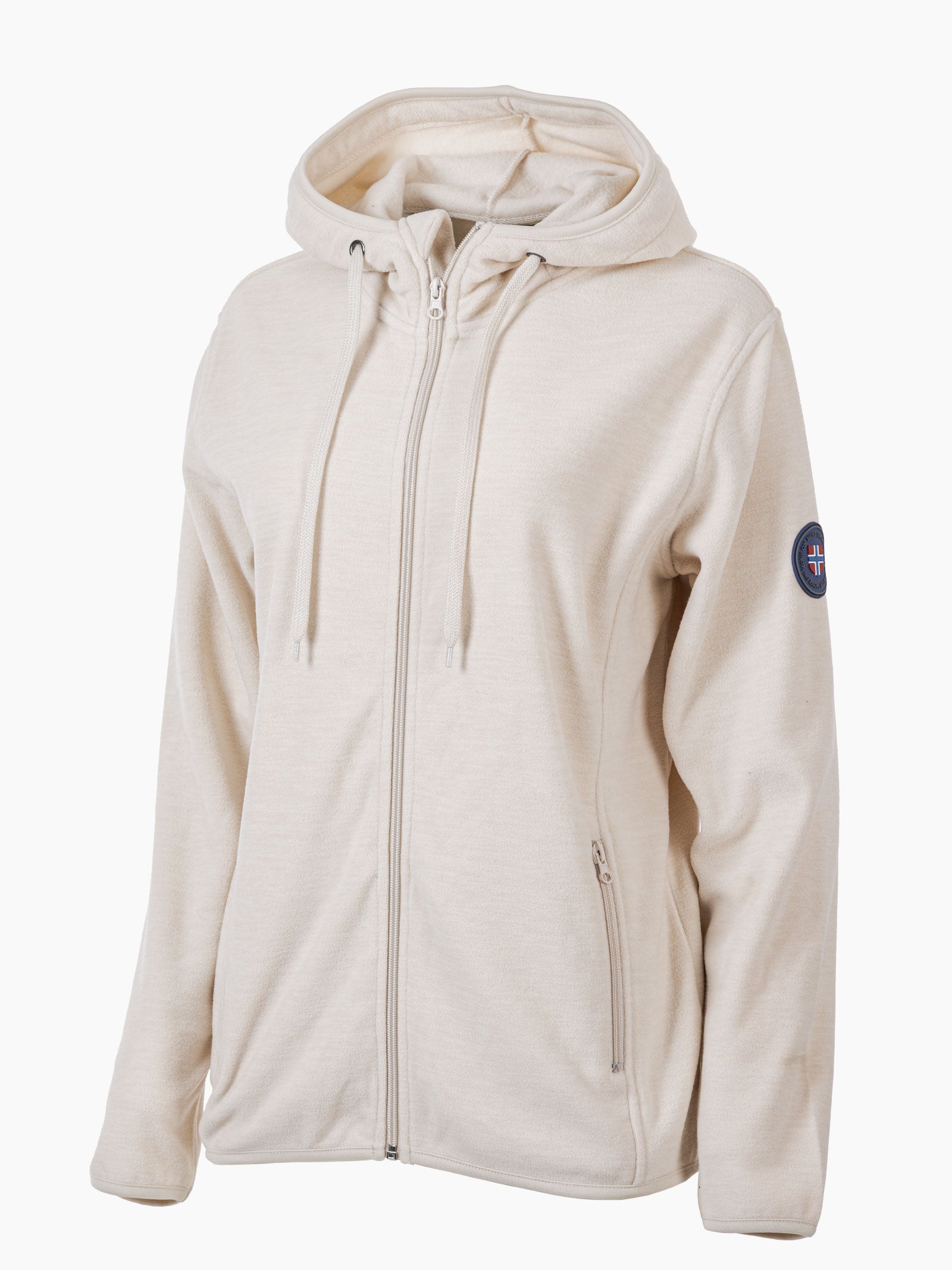 Geilo dame fleece med hette og badge - Offwhite