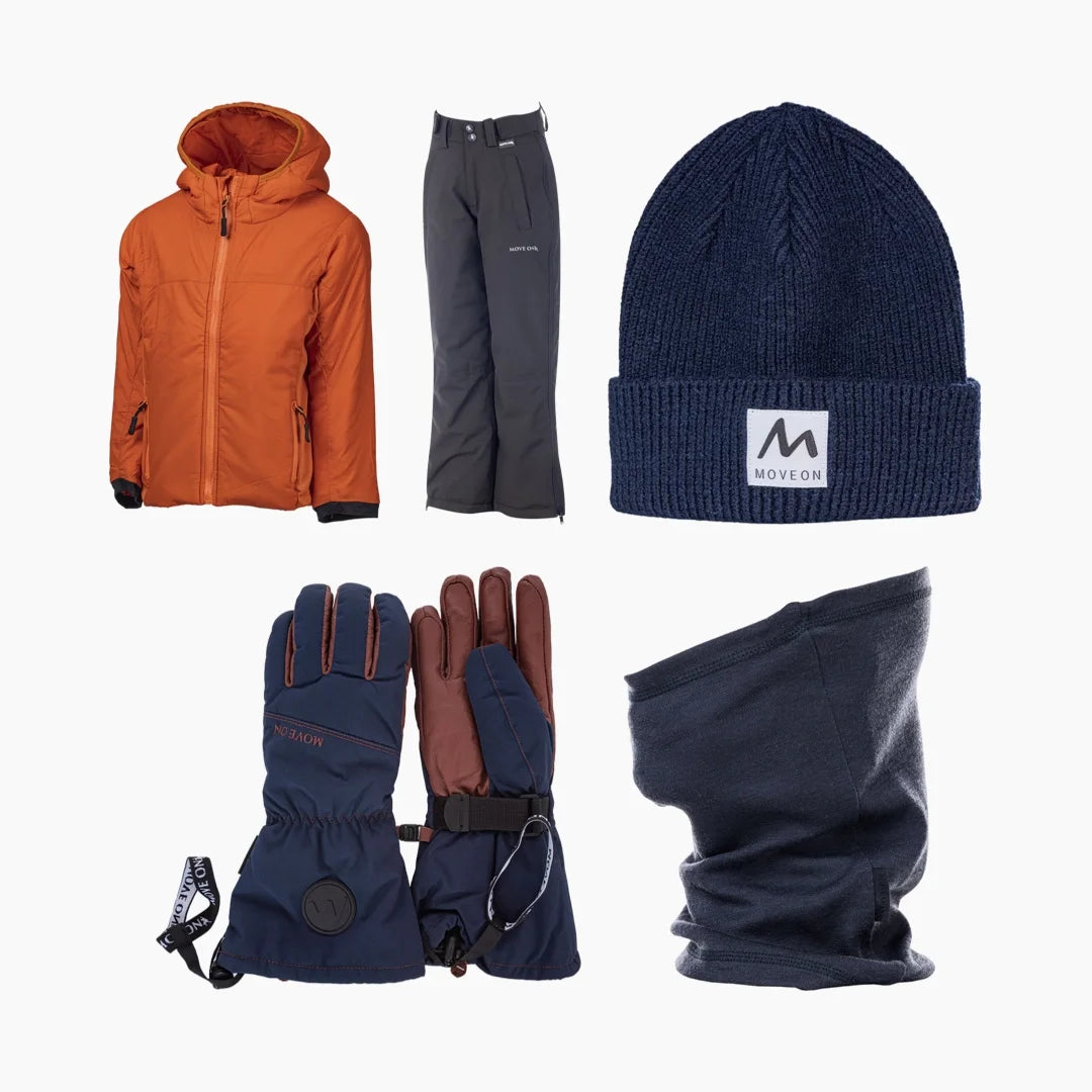 Pakketilbud – Komplett vintersett til barn fra MoveOn i fargen Mandarin