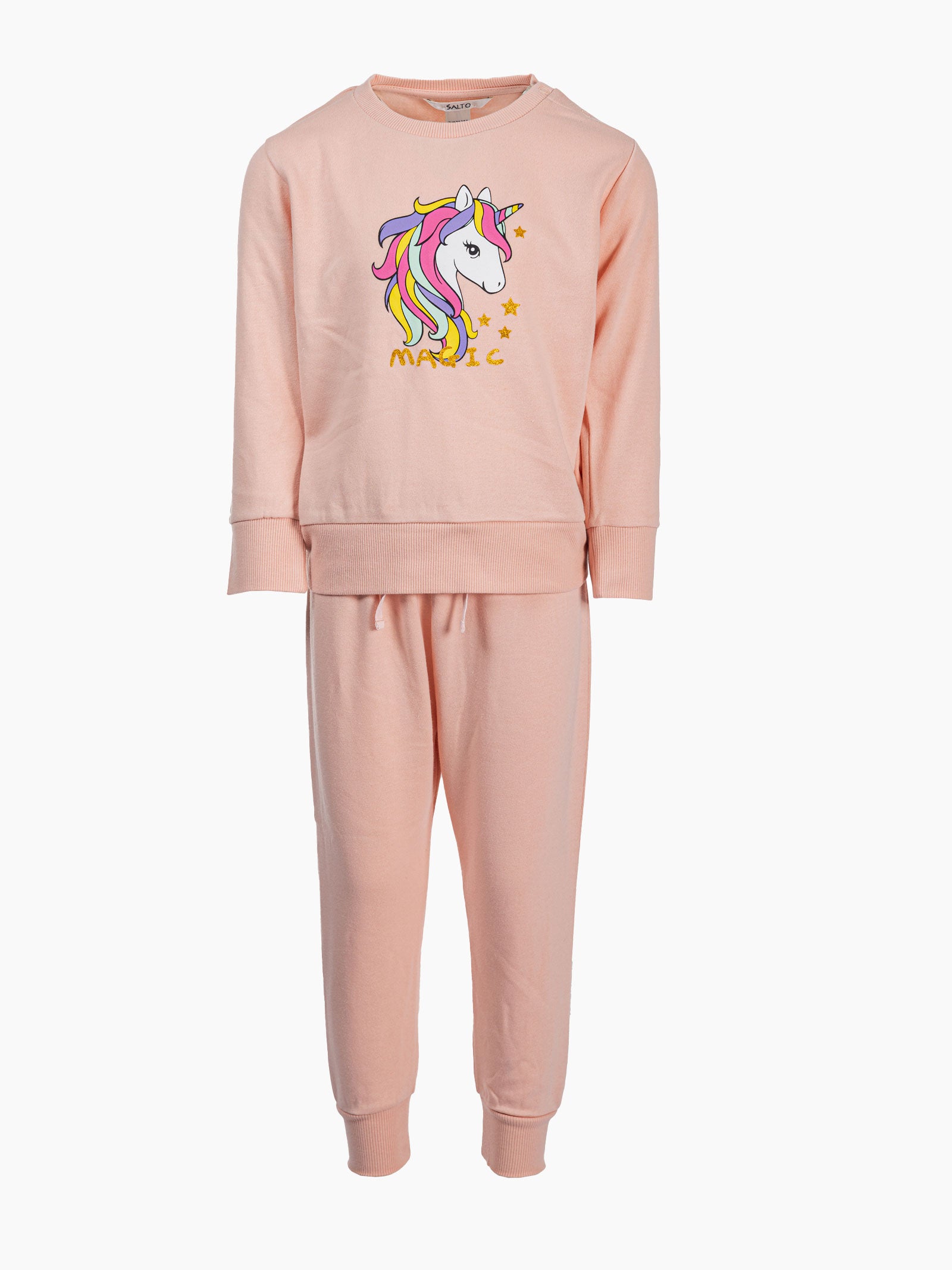 Rosa todelt joggedress i fleece fra Salto – Myk og behagelig kosedress for jente