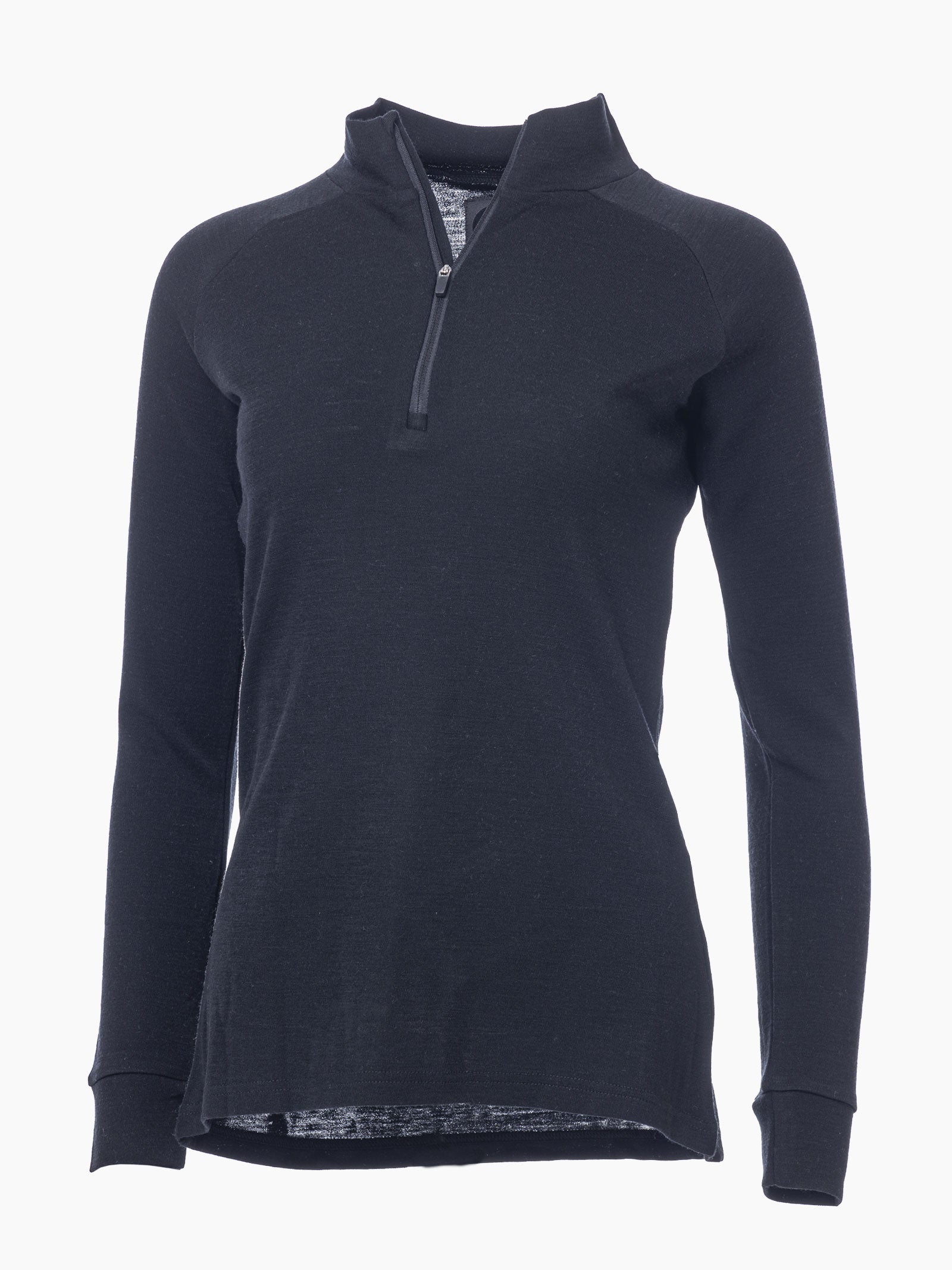 Ullvarp dame MoveOn zipneck 100% ull - Sort